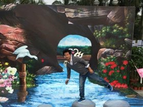 广州3d立体画最新作品云台花园3d立体画展穿越时空康乃馨之约母亲的爱
